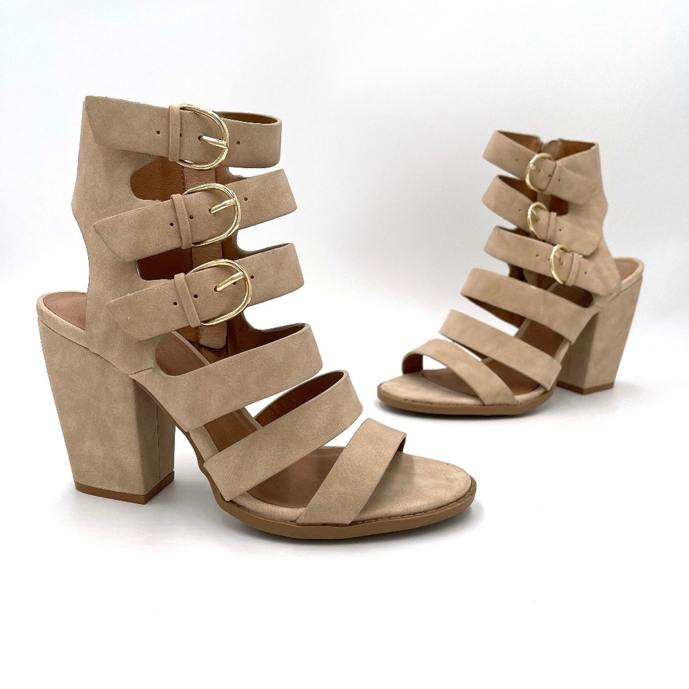Charlotte Russe peep toe strappy sandals Heels 7